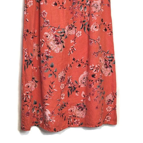 Bellambra Linen Floral Shift Dress Made in Italy Ruffle Midi Casual Summer M - Picture 6 of 12